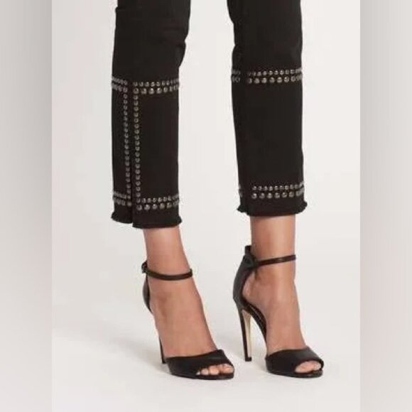 NWT FRAME Denim Le High Straight-Leg Band Studded Jeans-Troupe High-Rise Size 24 - Picture 3 of 16